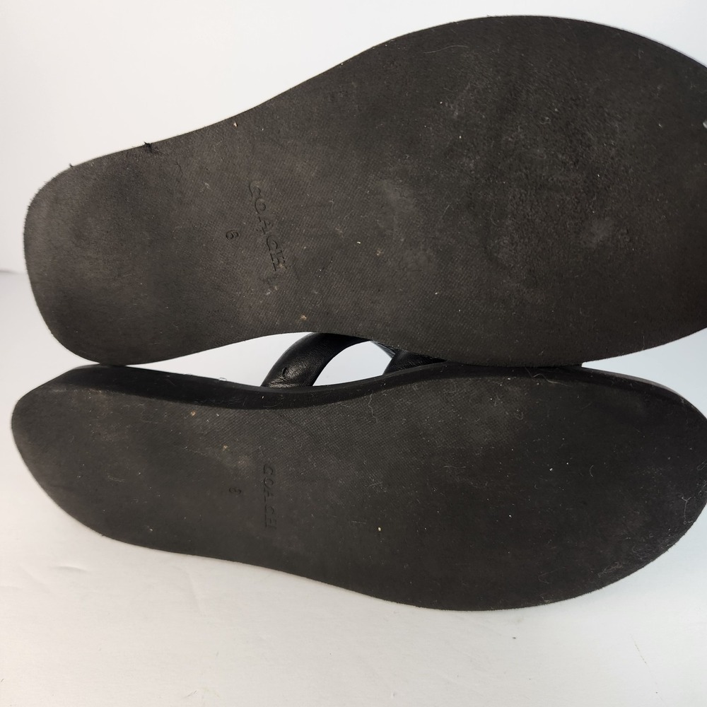 Coach Georgie Women's C Signature‎ Black Leather Slip-On Sandals Size 6B - Picture 6 of 6